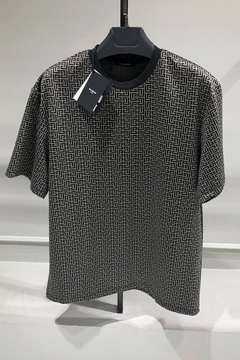 Оверсайз футболка Balmain monogram - Grey / Black   