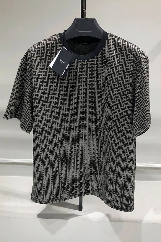 Оверсайз футболка Balmain monogram - Grey / Black