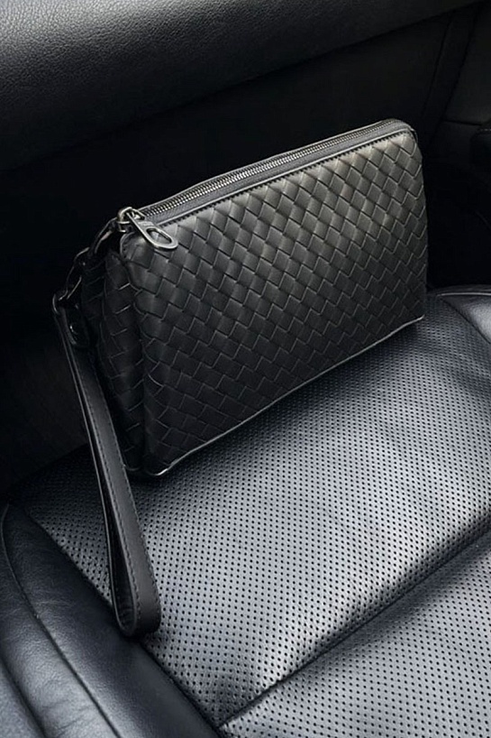 Кожаная барсетка Bottega Veneta Intrecciato 26x16 см