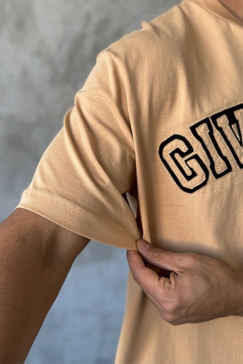 Бежевая оверсайз футболка Givenchy college logo-embroidered   