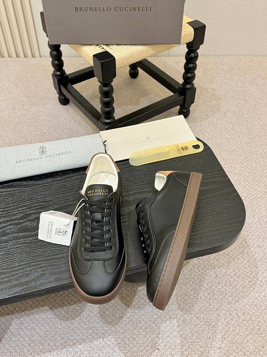 Кожаные кроссовки Brunello Cucinelli low-top - Black