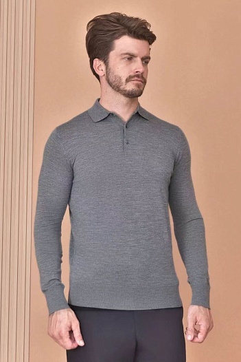 Поло с длинным рукавом Loro Piana Premium - Light Flower Gray   