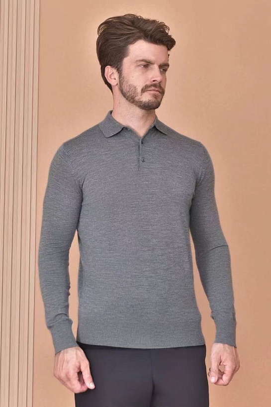 Поло с длинным рукавом Loro Piana Premium - Light Flower Gray