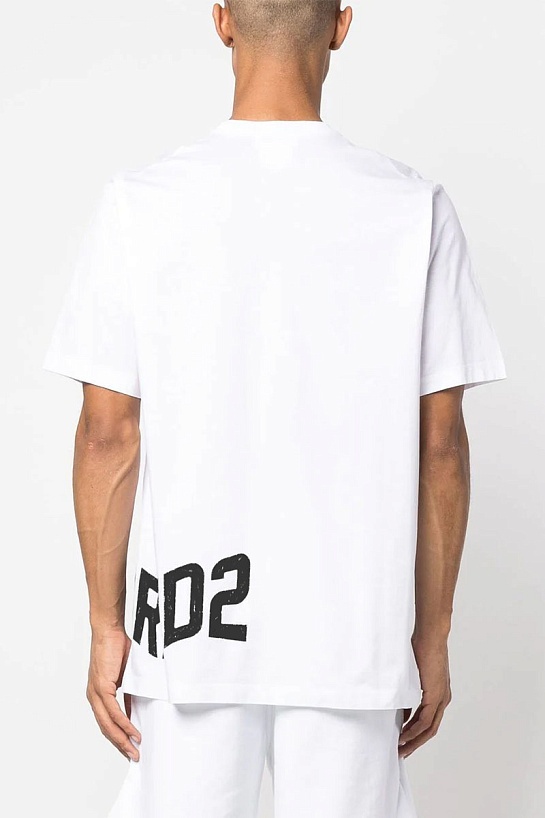 Мужская белая футболка Dsquared2 logo-print