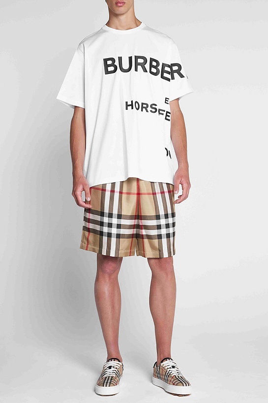 Футболка белого цвета Burberry Horseferry print