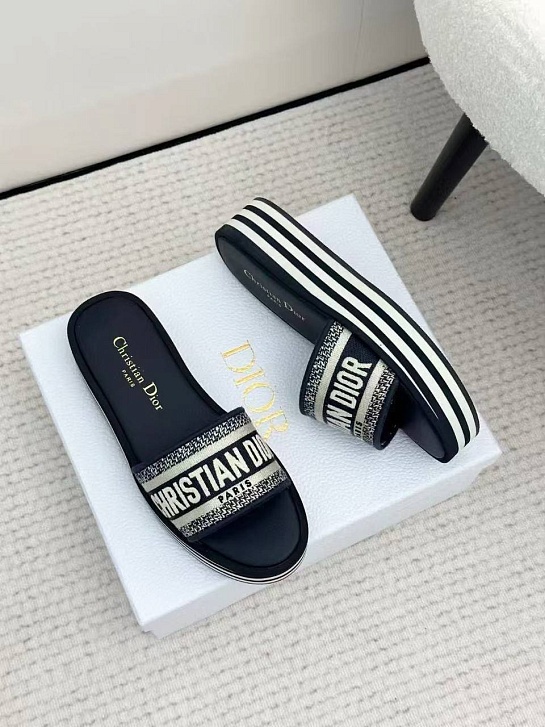 Женские шлёпанцы на платформе Dior Premium - Navy