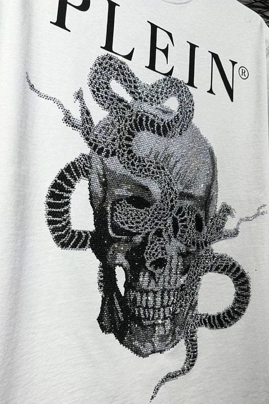 Белая футболка со стразами Philipp Plein Snake