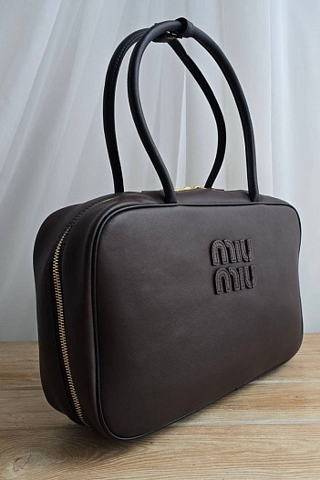 Кожаная сумка тоут MIU MIU Beau 36x21 см - Brown   