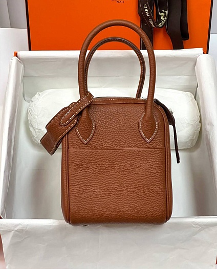 Женская кожаная сумка Hermes Lindy Premium 26x18x13 см - Brown   