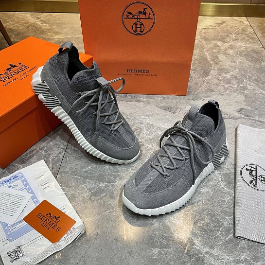 Текстильные кроссовки Hermes lift slip-on - Grey