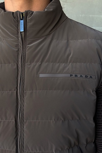 Куртка с вязаными рукавами Prada Linea Rossa - Brown   