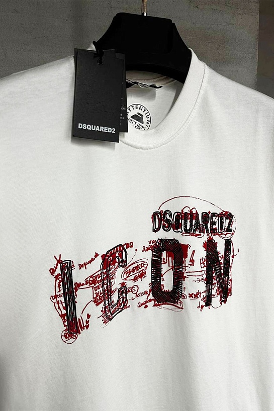 Мужская белая футболка Dsquared2 "ICON"