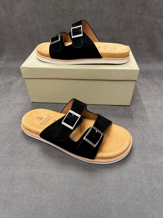 Замшевые шлёпанцы Brunello Cucinelli Urban - Black