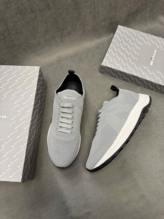 Текстильные кроссовки Kiton patterned-jacquard - Grey