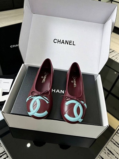 Женские кожаные балетки Chanel Ballerines premium   