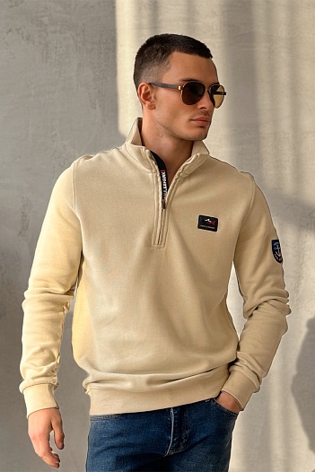 Кофта с высоким горлом Paul & Shark logo-patch - Beige   