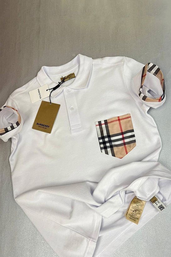 Мужское поло Burberry белого цвета