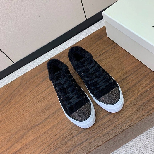 Женские кроссовки с мехом Brunello Cucinelli premium - Black   