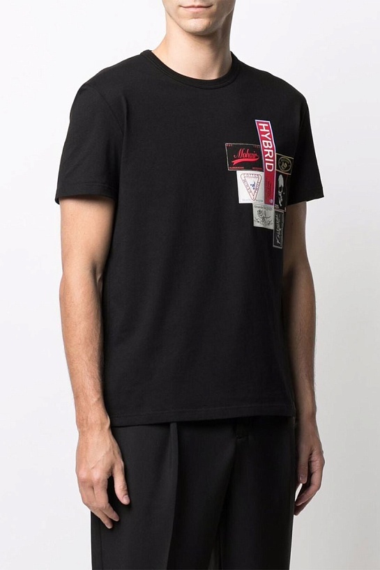 Мужская чёрная футболка Alexander McQueen Labels