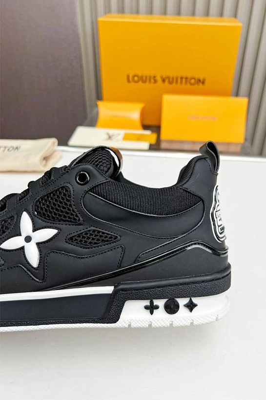 Кожаные кроссовки Louis Vuitton Skate Monogram Flower - Black