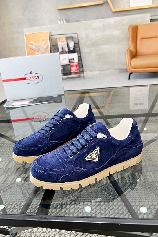 Замшевые кроссовки Prada logo-plaque - Blue