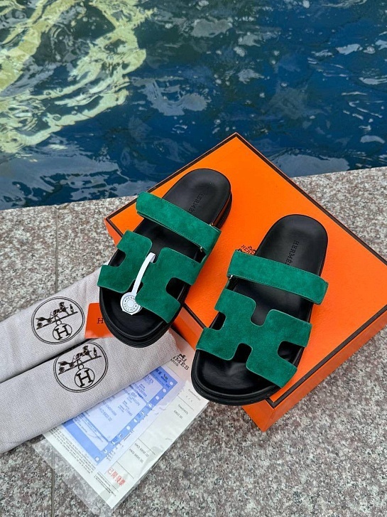 Женские замшевые сандалии Hermes Chypre - Green