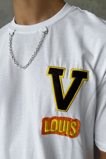 Брендовая оверсайз футболка Louis Vuitton белого цвета   