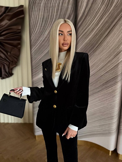 Женский велюровый пиджак Schiaparelli Premium - Black   