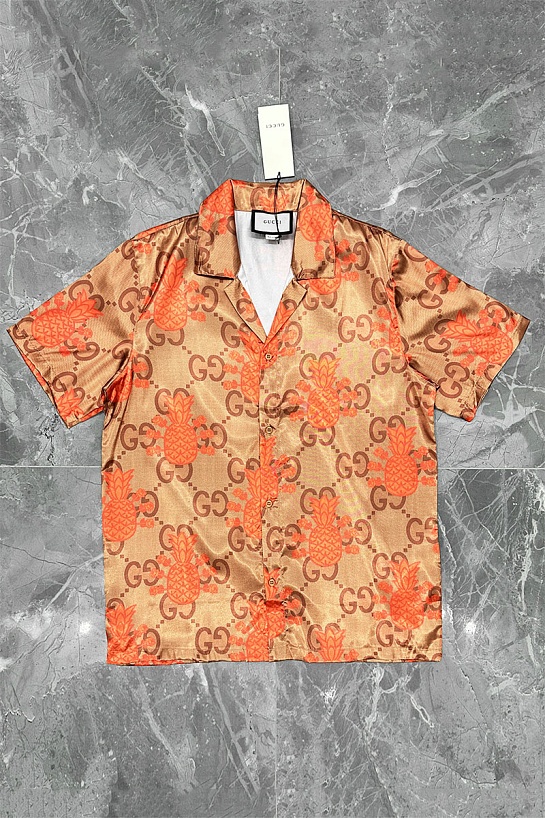 Мужская рубашка Gucci logo all-over - Brown