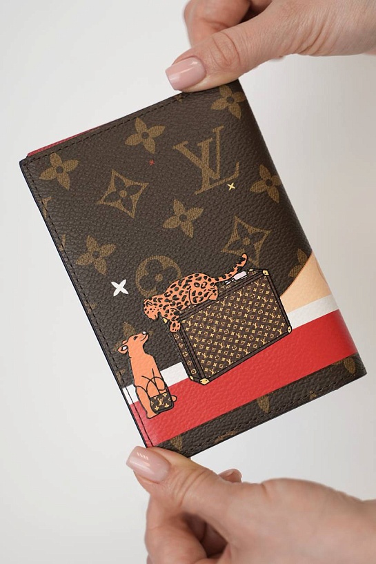 Кожаная обложка на паспорт Louis Vuitton Monogram 10х14 см