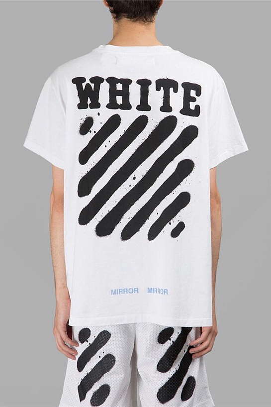 Белая оверсайз футболка Off-White Heavy diag spray