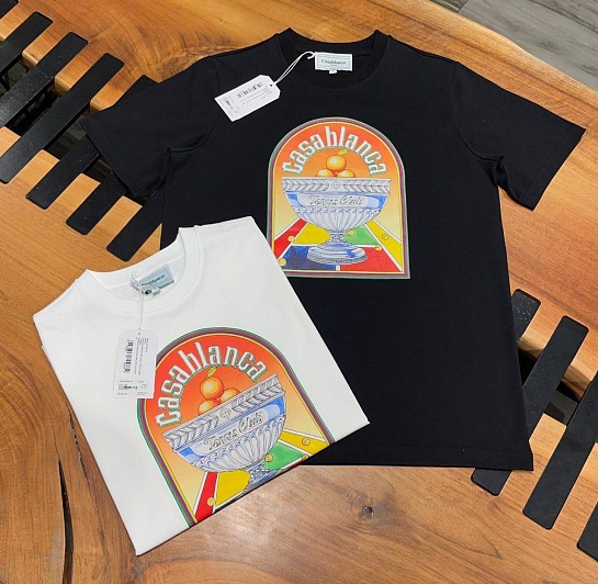 Мужская белая футболка Casablanca Terrain D'Orange