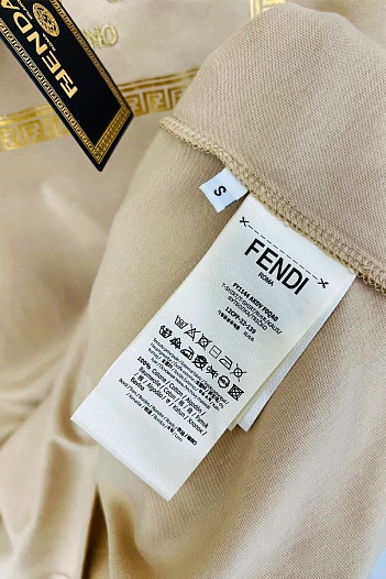 Бежевая футболка Collaboration Fendi x Versace Fendace Logo   