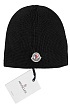 Мужская брендовая шапка Moncler чёрного цвета