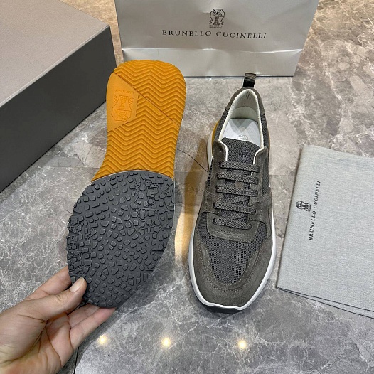 Мужские комбинированные кроссовки Brunello Cucinelli   