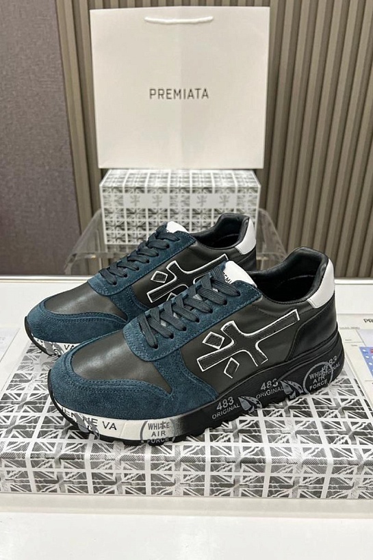 Кожаные кроссовки Premiata Mick - Black / Blue