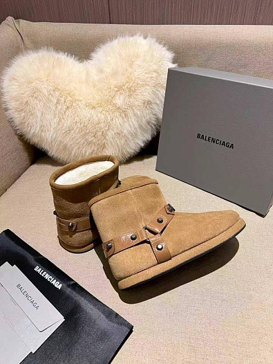 Женские ботинки с мехом Balenciaga Alaska premium - Beige   