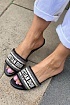 Женские шлепанцы Dior Dway Slide Embroidered Cotton