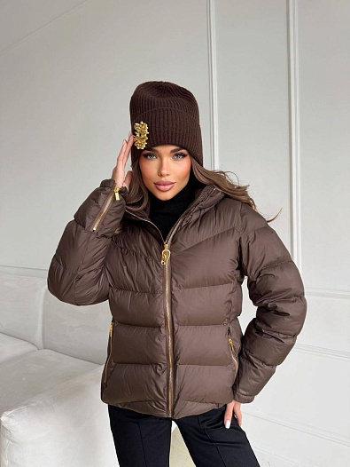 Женская шапка со съемной брошью Schiaparelli Premium - Coffee   