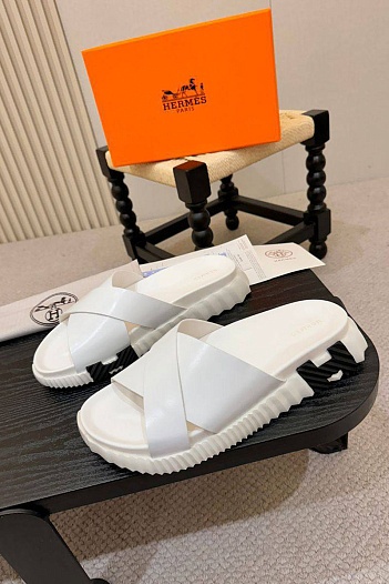 Кожаные шлёпанцы Hermes Infra   