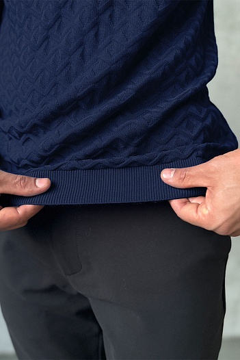 Мужское поло Stefano Ricci синего цвета   