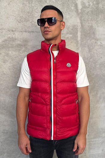 Мужской красный жилет Moncler logo-patch   