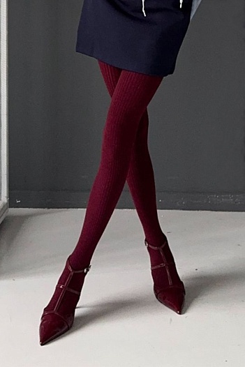 Женские кашемировые колготы MIU MIU бордового цвета   