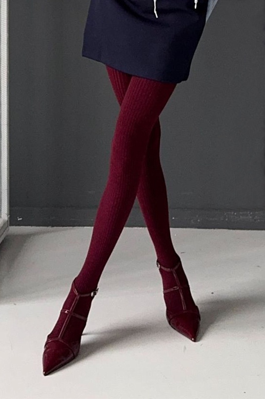 Женские кашемировые колготы MIU MIU бордового цвета