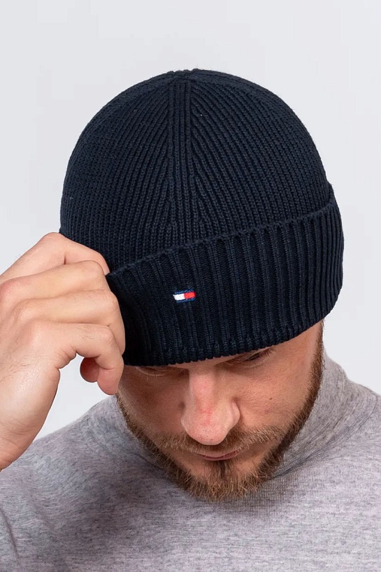 Шапка тёмно-синего цвета Tommy Hilfiger essential flag