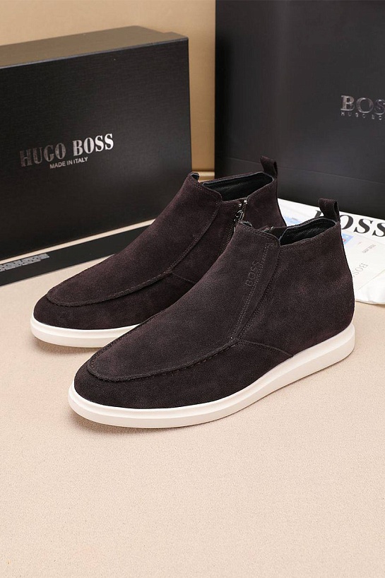 Замшевые лоферы с мехом Hugo Boss high-top - Brown