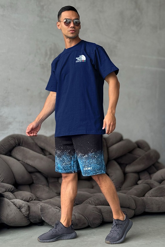 Оверсайз футболка Gucci x The North Face Collaboration landscape print - Navy