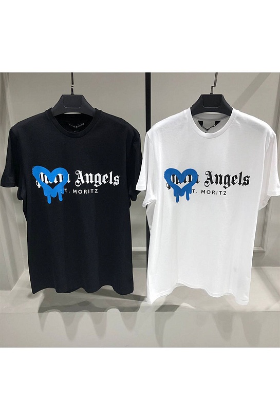 Чёрная оверсайз футболка Palm Angels St. Moritz Heart Sprayed