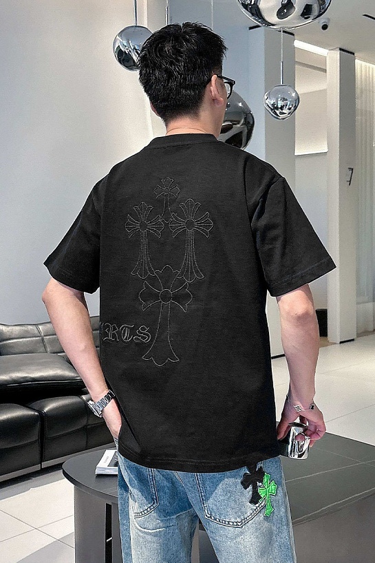 Чёрная оверсайз футболка Chrome Hearts Premium