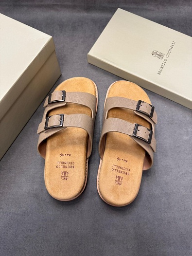 Кожаные шлёпанцы Brunello Cucinelli Urban - Beige   